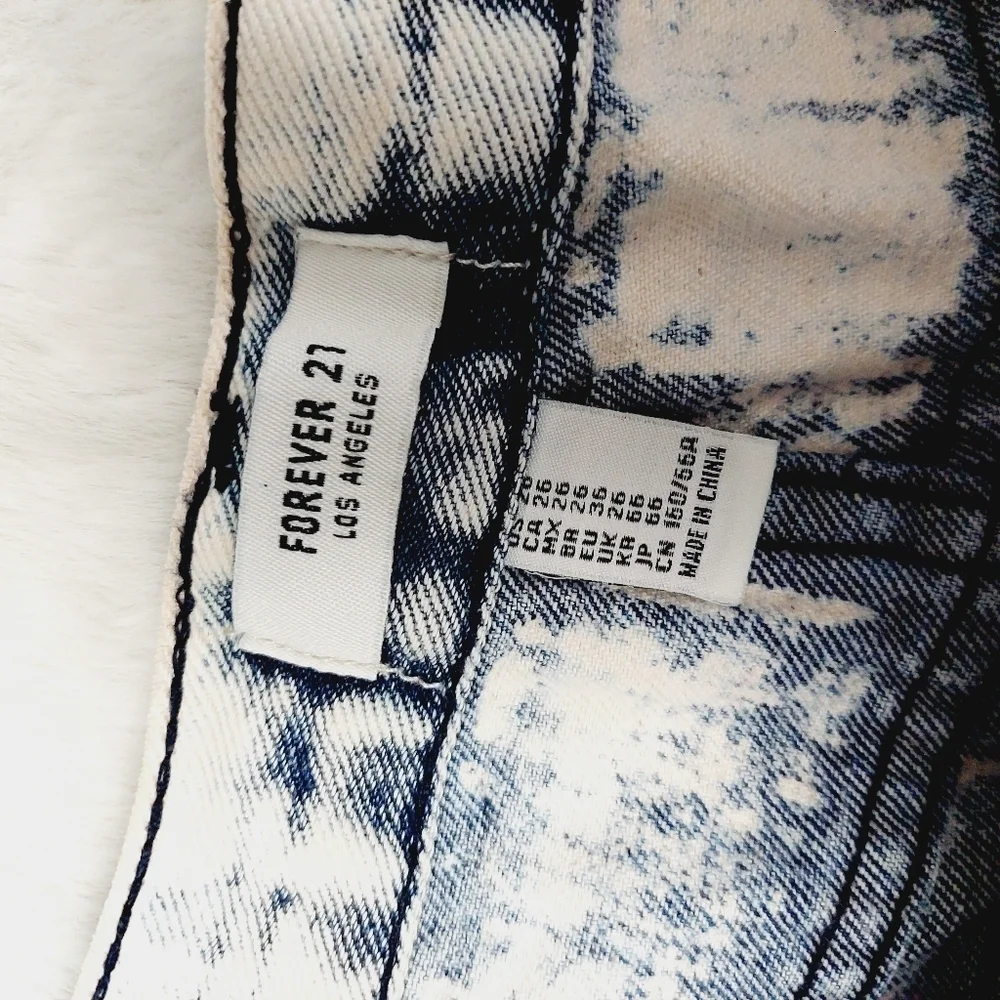 Forever 21 White & Blue A-Line Jean Shorts With Pockets 592 - Picture 6 of 9